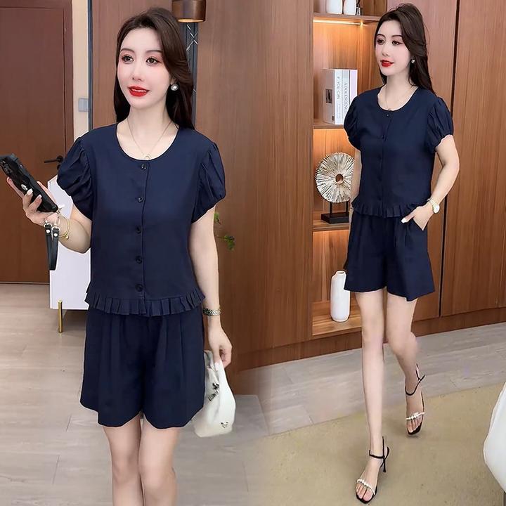 时尚运动服套装女2025夏季新款韩版休闲妈妈装显瘦跑步服两件套潮