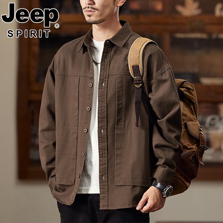 JEEP吉普高级感经典软牛仔衬衫男2025秋季纯棉休闲长袖衬衣外套男