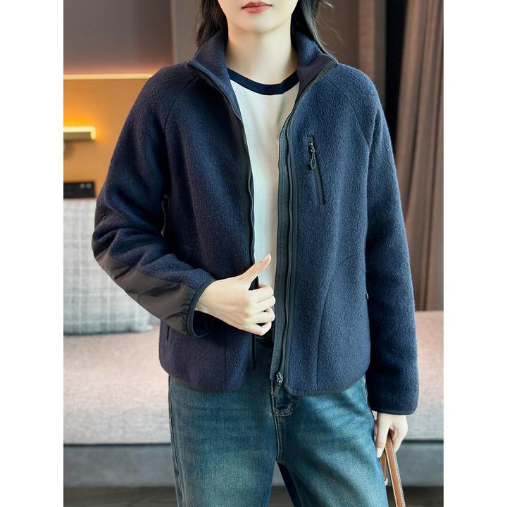 左左家 小禾元柜宽松立领撞色摇粒绒羊毛户外保暖夹克外套