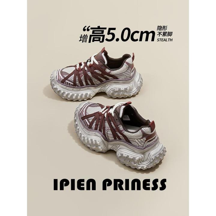 厚底老爹鞋女2026秋季新款增高显脚小复古休闲鞋轮胎底脏脏运动鞋