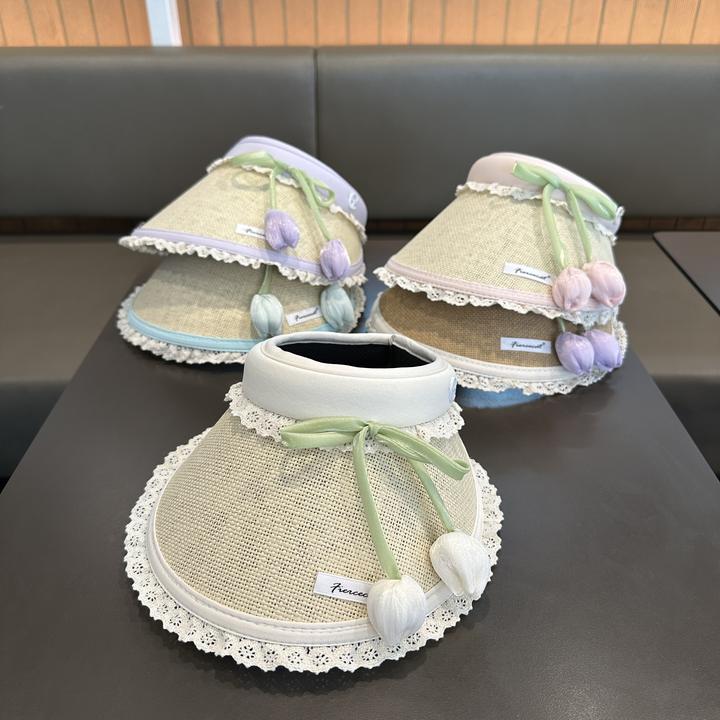 儿童帽子休闲宝宝夏季透气防晒帽沙滩女宝公主遮阳帽草边沙滩空顶