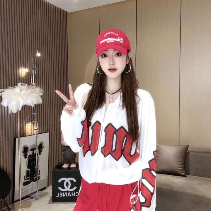 DA9095 字母印花连帽网纱外套 夏季薄款时尚休闲宽松百搭外套防晒