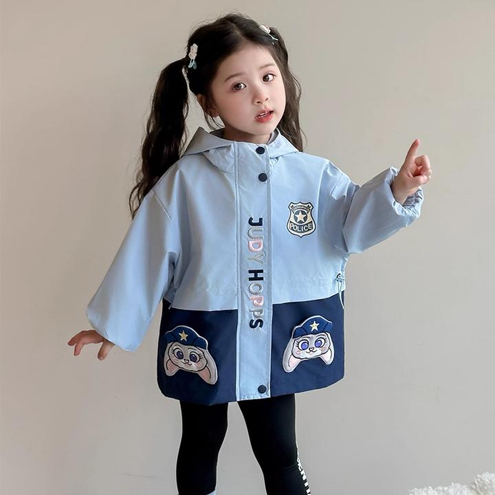 女童早秋外套兔子警官风衣2025新款女孩春秋季儿童宝宝学院风外套
