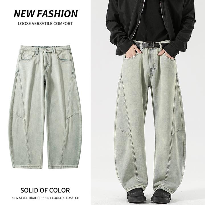 牛仔裤2025春夏新款弯刀裤时尚百搭潮牌脏脏裤灼烧炒盐水洗长裤