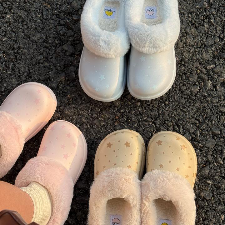 原创星星棉拖鞋女冬天居家外穿防水耐脏防滑增高时尚拖鞋厨师鞋