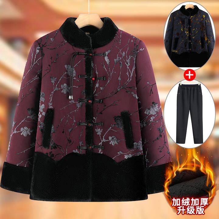 奶奶装棉衣中国风中老年人冬装女棉袄妈妈加厚棉服老太太加绒衣服