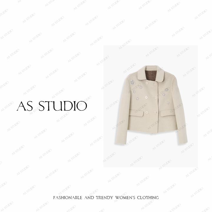 【AS回忆杀】25新定制高级简约手工钉珠双面毛呢外套AS25QMNWT00295