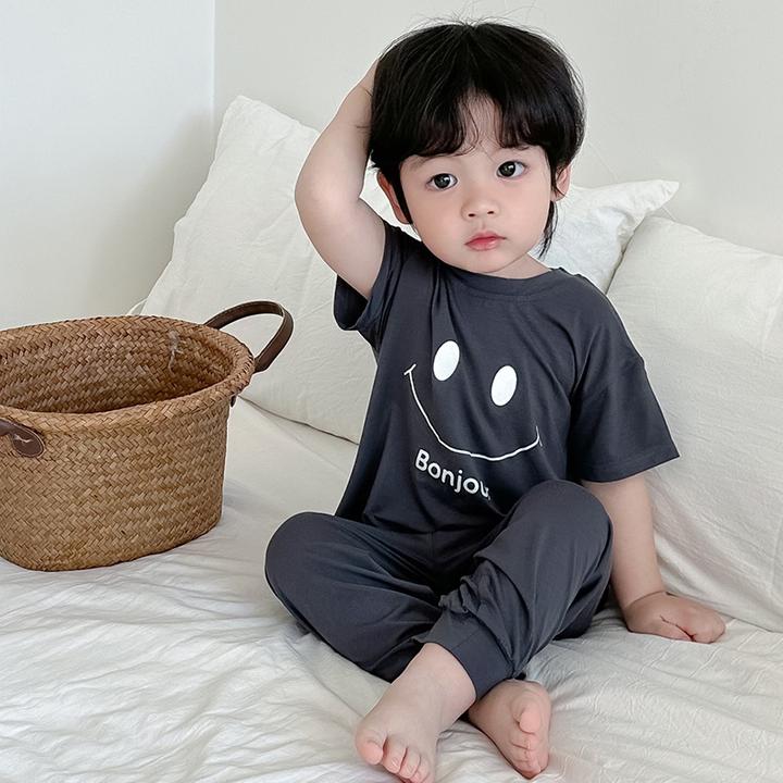 儿童睡衣夏季薄款莫代尔女童男童家居服套装短袖长裤宝宝空调服潮