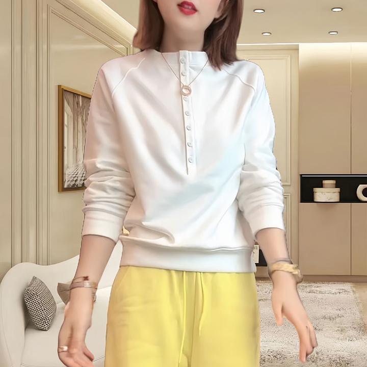 【插肩纽扣】秋冬新卫衣宽松百搭长袖休闲时尚圆领纯色T恤打底衫女