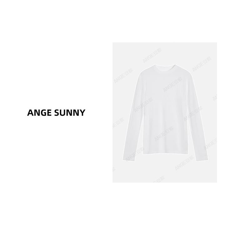 ANGE SUNNY【ROW极简长袖T恤】天丝匹马棉混纺拉绒工艺颗粒感上衣
