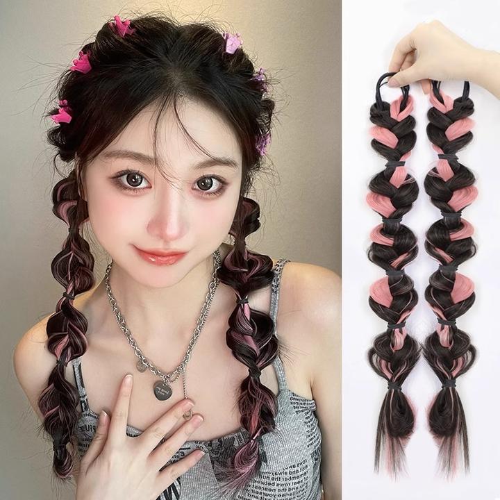 假发辫子挑染泡泡辫麻花辫高假辫子辣妹拳击辫彩色网红款假发