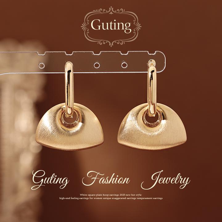 铜合金耳饰 23033金色拉丝几何三角耳环女轻奢高级感秋冬耳饰耳坠