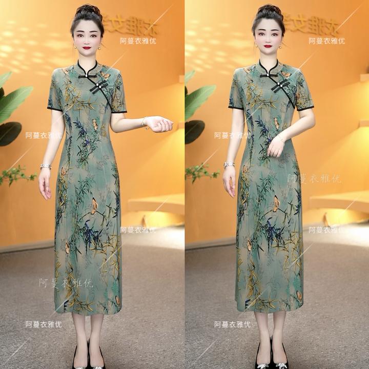 【衣雅严选】1294-248#新款冰雪丝旗袍显瘦显高旗袍连衣裙