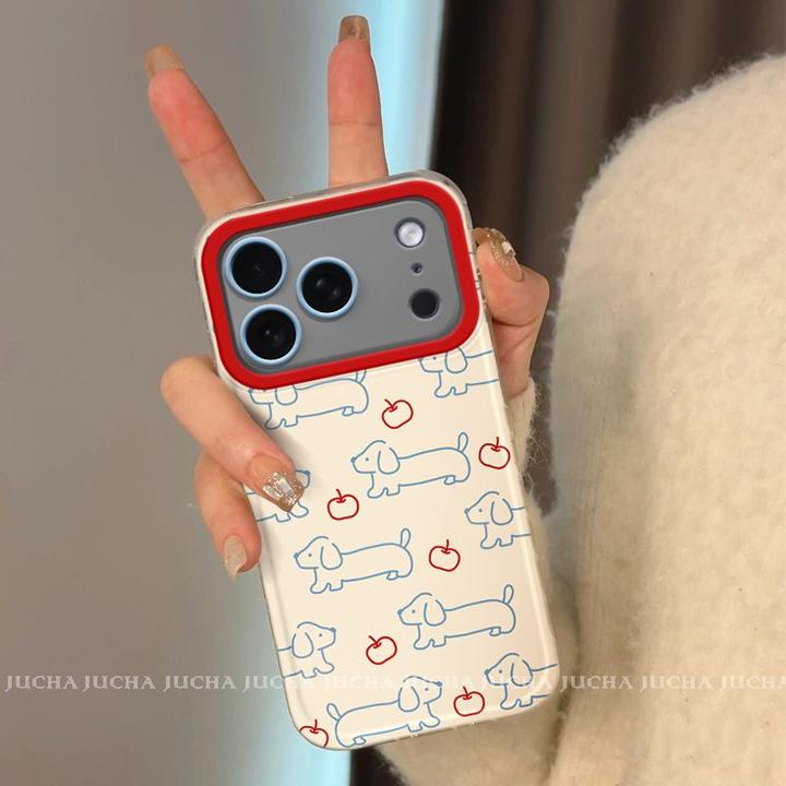 适用苹果线条小狗苹果17pro手机壳高颜值颜控iphone16不撞款15小