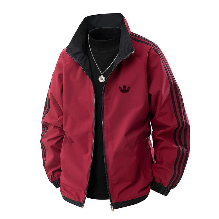 【官方奥特莱斯】双面穿外套男女同款秋季立领休闲宽松超大码夹克潮