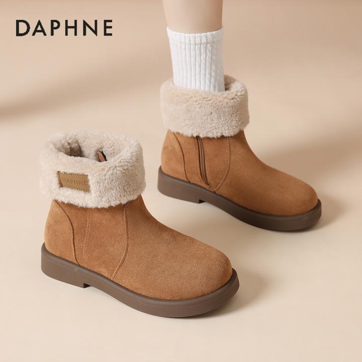达芙妮雪地靴女加绒加厚2025新款冬季棉鞋防滑东北防寒短靴巨好看