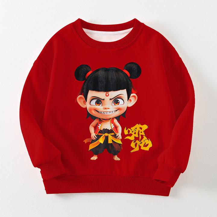 哪吒魔童2025春秋新款男女童洋气卡通休闲儿童学生亲子卫衣潮同款