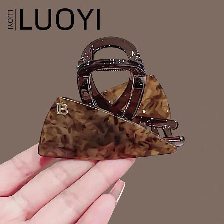 韩系三角豹纹醋酸抓夹女2025秋冬新款后脑勺发量少盘发鲨鱼夹发饰