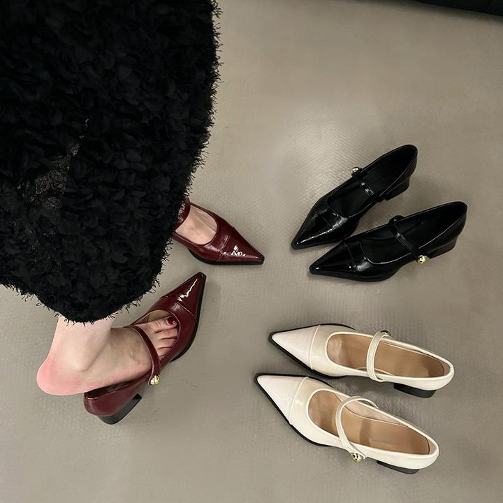 粗跟复古风玛丽珍鞋单鞋小皮鞋高跟鞋女鞋黑色鞋子秋冬韩版高级感