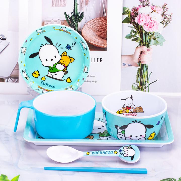 库洛米餐具套装卡通辅食勺叉无味儿童餐盘筷幼儿园餐盘宝宝吃饭碗
