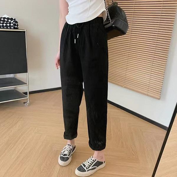 宽松哈伦裤女2025秋季新款松紧高腰显瘦小个子百搭萝卜直筒休闲裤