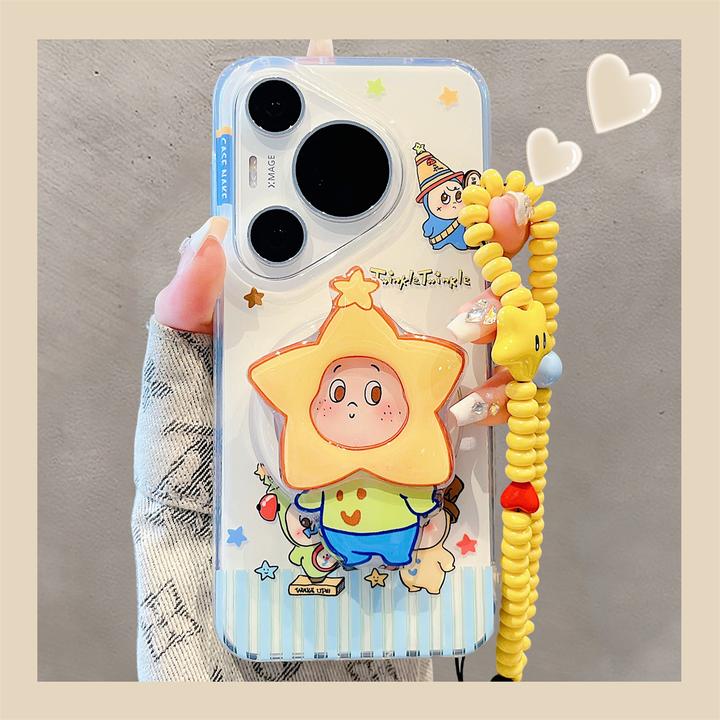 适用华为pura70pro+手机壳趣味可爱卡通星星人磁吸支架pura80pro