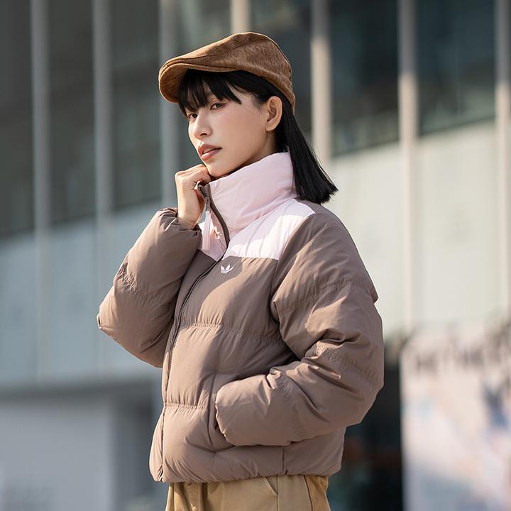 【上新】阿迪达斯三叶草短款立领羽绒服女保暖户外运动外套KC2660