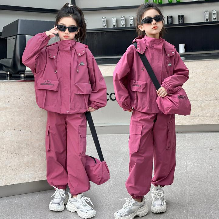 套装韩版春秋纯色女童中大童