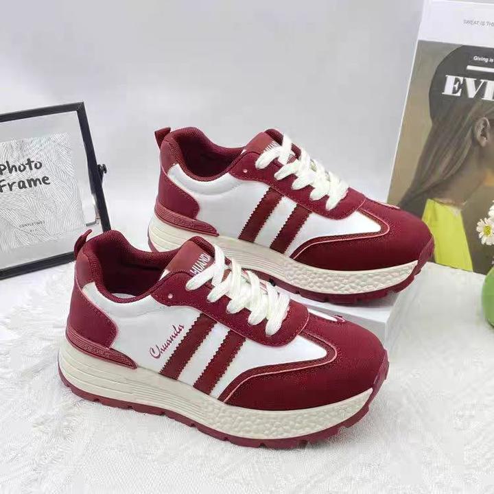 皮面厚底老爹鞋2025年秋冬百搭3CM增高女鞋休闲运动潮流女鞋板鞋