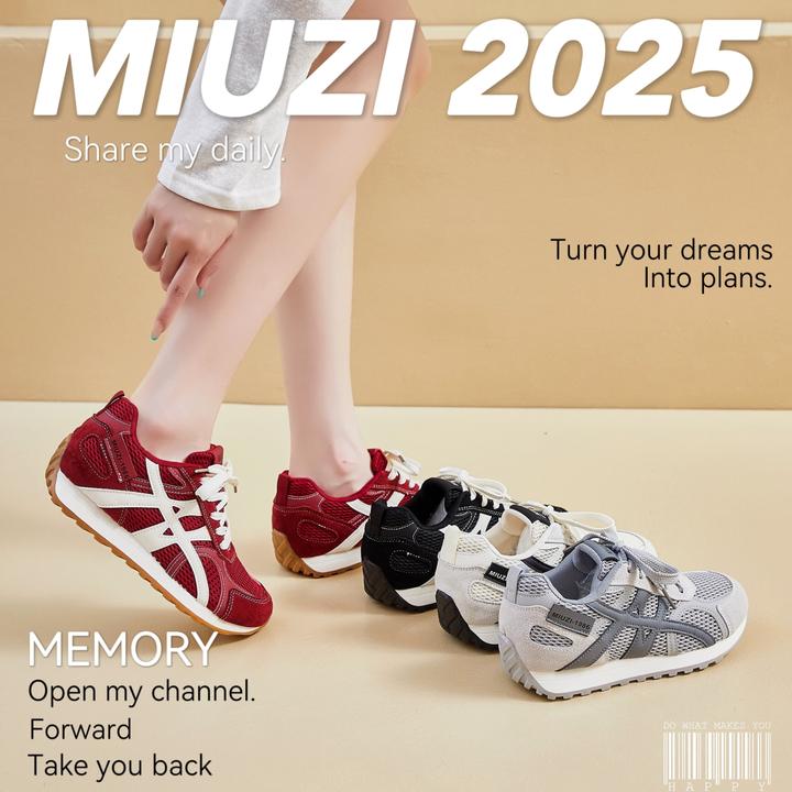 MIUZI谬姿 日系夏季多巴胺冰丝网内增高德训鞋女潮休闲百搭阿甘鞋