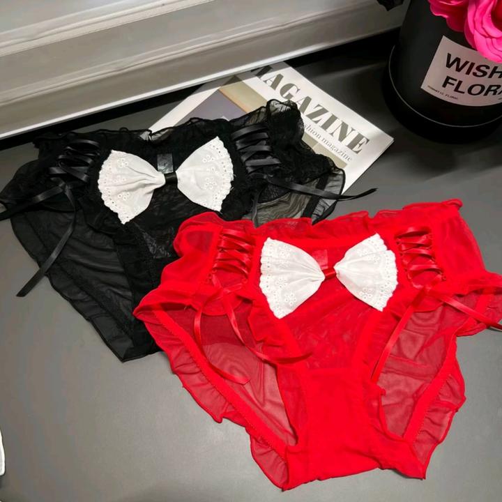 260斤新款高腰可爱蝴蝶结棉裆少女感女士三角内裤性感薄款舒适