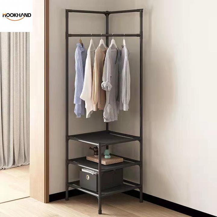 墙角衣帽架多层组装衣架挂衣架子卧室转角挂衣架落地置物架衣架