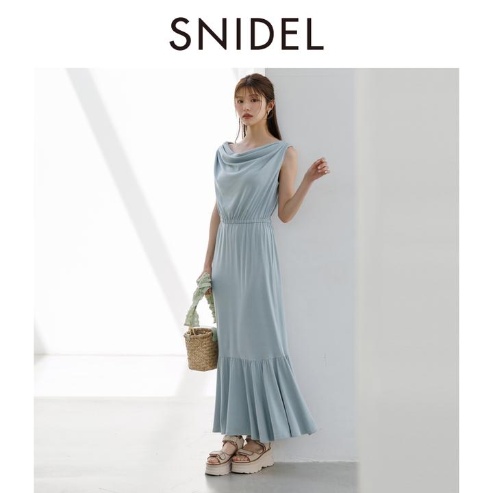 SNIDEL2025春夏新品无袖垂坠领露背系带连衣裙SWCO254029