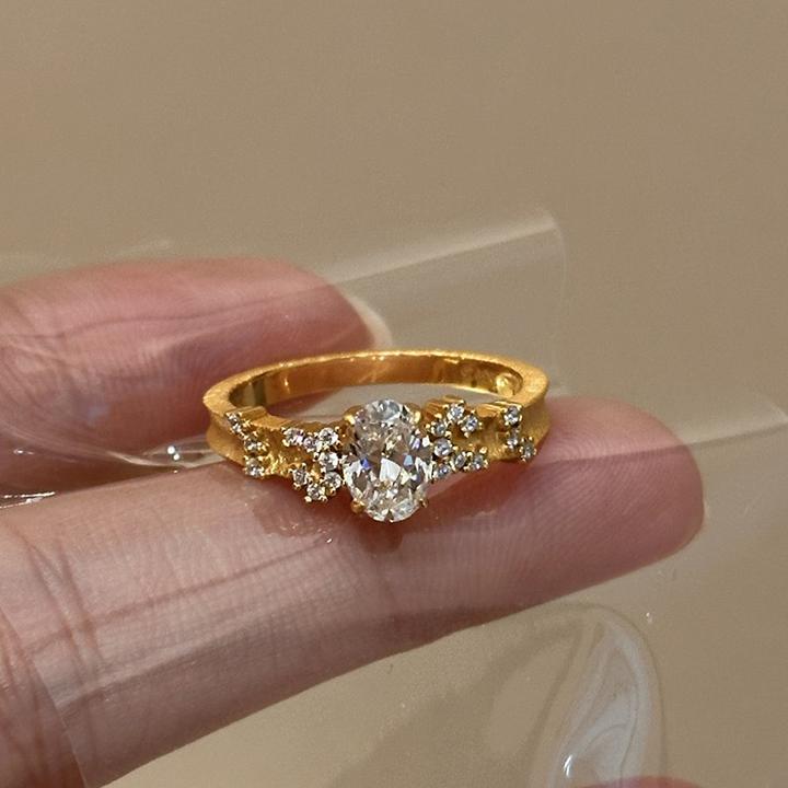 铜合金戒指 戒指爆款奢华时尚鸽子蛋戒指中古风气质指环精致简约