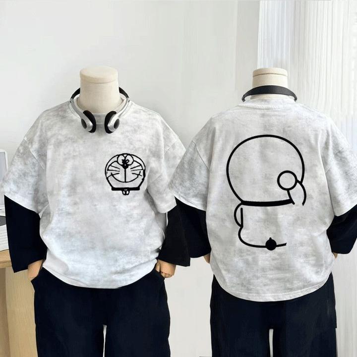 100纯棉儿童男童T恤长袖哆啦A梦春秋新款打底小童宝宝百搭上衣潮t