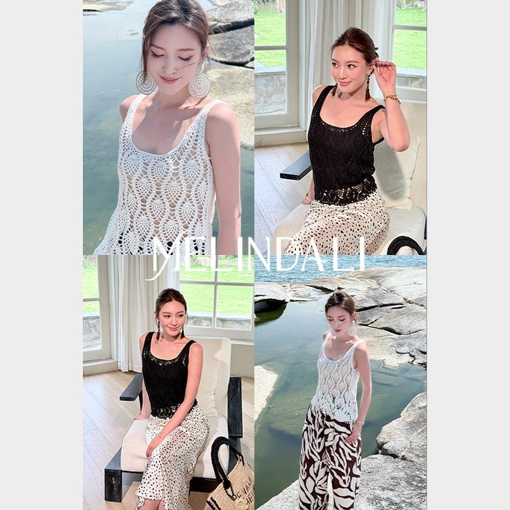 Melinda Li【曼妙】纯手工手钩编织菠萝花珍珠罩衫百搭针织衫女秋