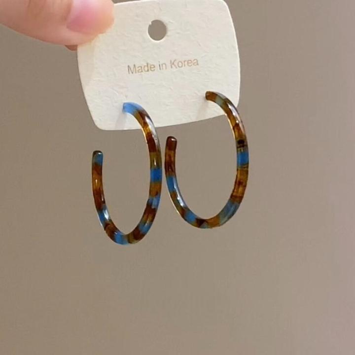 非金属树脂耳饰 复古美拉德琥珀色圈圈耳环时尚百搭高级感耳饰女