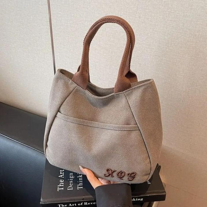 小众帆布包女出门上班小拎包通勤托特包2025女式大容量手提帆布包