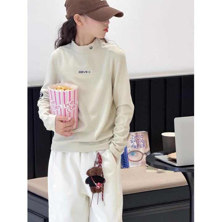 K30248孙小美半高领女童打底衫儿童长袖薄绒T恤新款秋冬加厚上衣