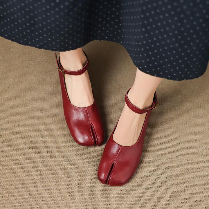 一字扣带浅口单鞋女平底舒适瓢鞋方头时尚小皮鞋奶奶鞋玛丽珍女鞋