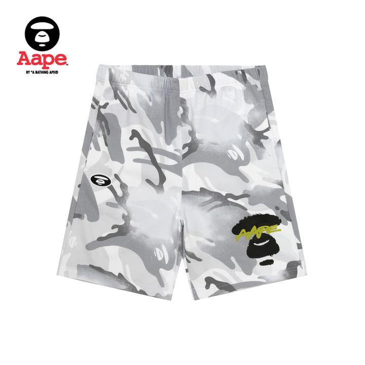 Aape旗舰店男装25春夏涂鸦喷墨印花迷彩休闲潮流短裤C604XAO