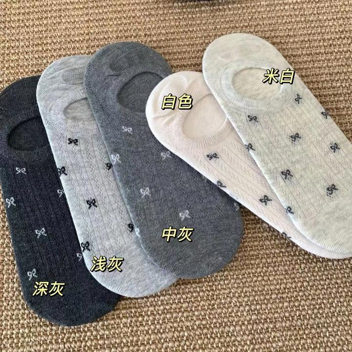 蝴蝶结ins风女士袜子船袜浅口夏季薄款防滑不掉跟隐形透气ZX
