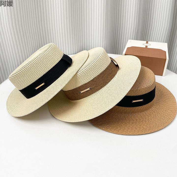 阿媛品质时尚赫本风草帽子女法式顶礼帽英伦遮阳简约百搭晒显脸小