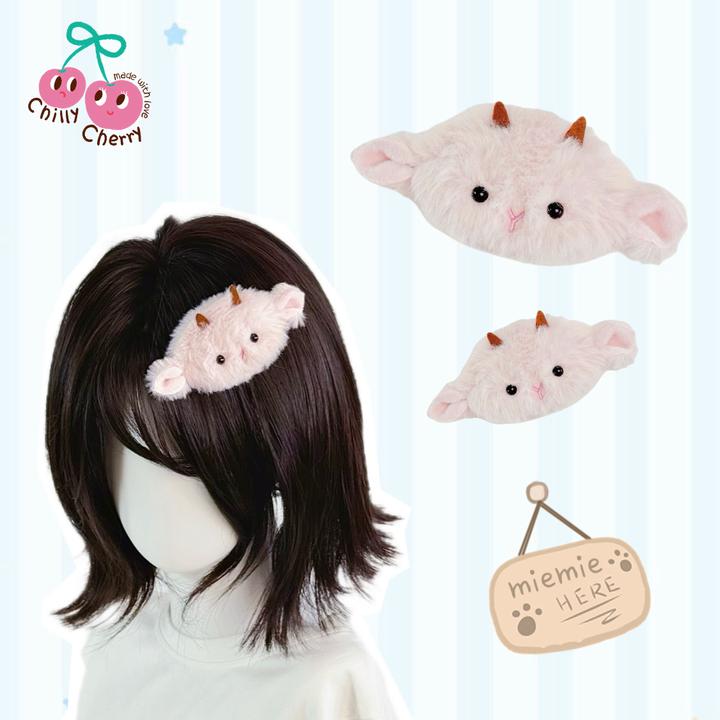 ChillyCherry小羊鲨鱼夹原创可爱发夹毛绒抓夹棉羊侧边夹小众发饰