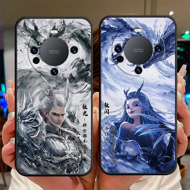 华为mate60pro+全包边哪吒系列硅胶磨砂防摔个性潮流手机壳