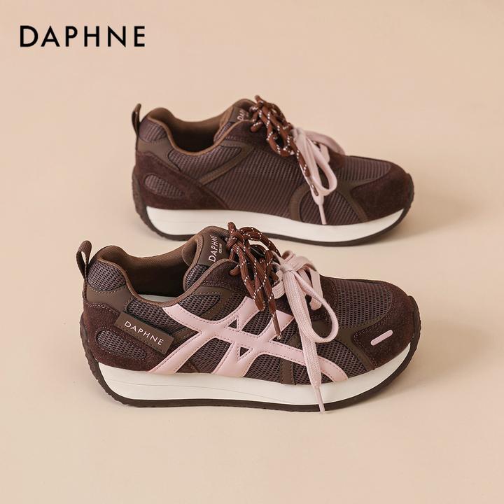 达芙妮复古棕色德训鞋女秋季2025新款阿甘鞋厚底百搭休闲板鞋跑步