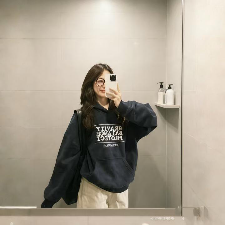 美式复古字母印花logo连帽卫衣男女2025秋宽松百搭慵懒感上衣外套