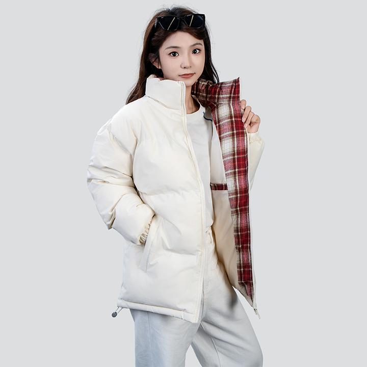 2025棉服男女短款冬季保暖防水外套纯色立领休闲宽松上衣M25571