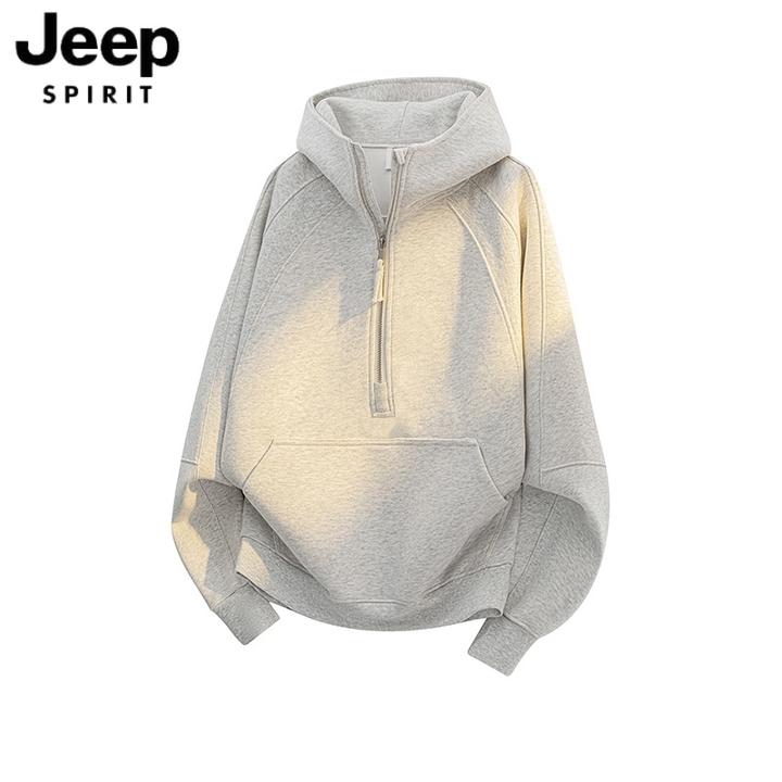 JEEP吉普男士秋季2025新款休闲宽松连帽卫衣长袖百搭套头潮流上衣