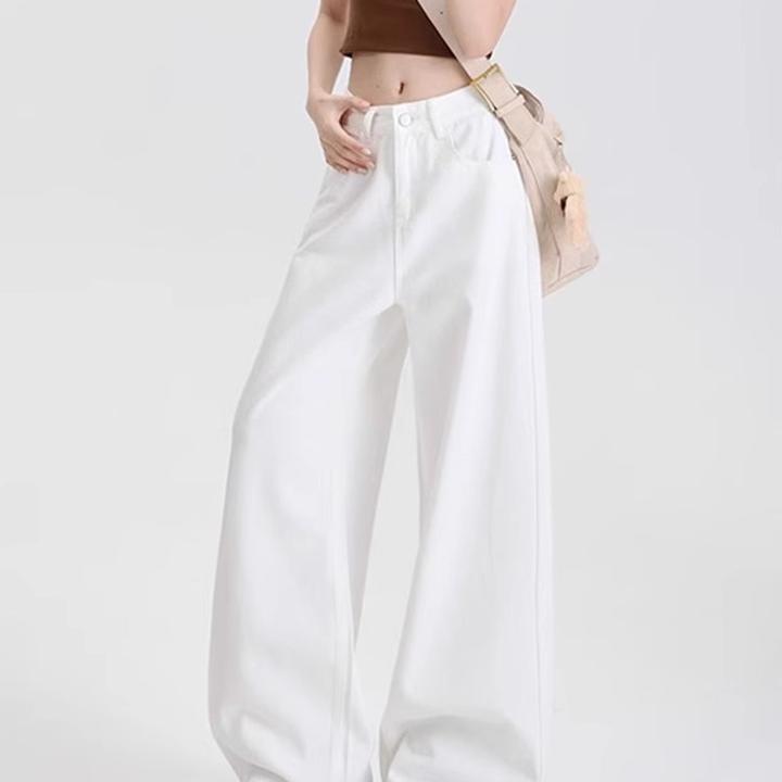 7213秋冬新款宽松百搭阔腿牛仔裤子女胖mm显瘦梨型身材灰色牛仔裤